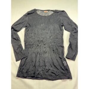 Tulip Womens Black Sheer Gauzey Goth Crinkle Mesh Long Sleeve Top Size S